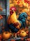 5D Diamond Painting Kits for Adults, Rooster Diamond Art Fall Kit for Beginners, Full Round Drills Pumpkin Chicken Diamond Dots on Canvas Painting by Diamonds for Wall Decor 12 x 16 Inches